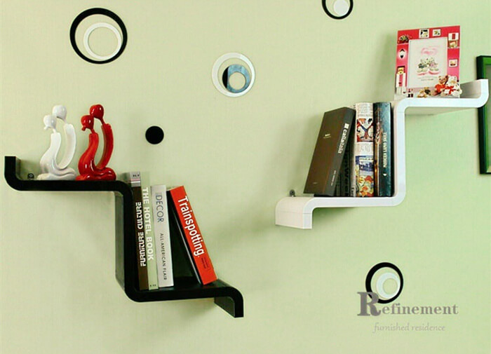 ABS black color L shape hanging wall shelf FR012 to Esshelf