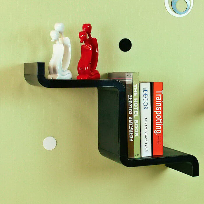 ABS black color L shape hanging wall shelf FR012 to Esshelf