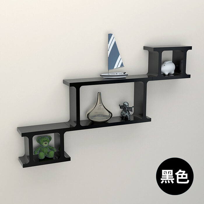 black-color-ladder-shaped-wall-mounted-shelves
