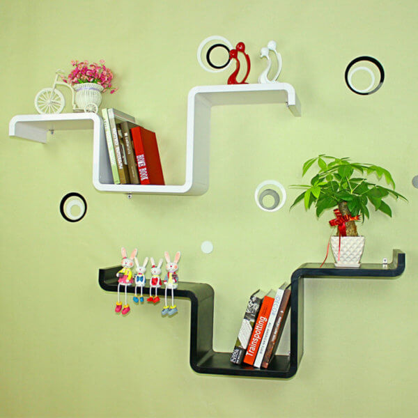 Unique design black color chic wall shelf FR013 to Esshelf