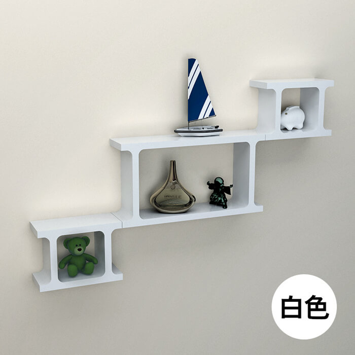 white-color-ladder-shaped-wall-mounted-shelves