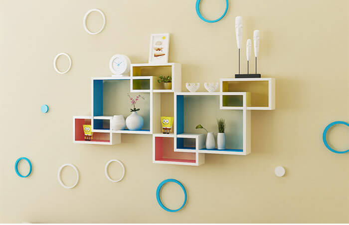 Interlocking Wooden Wall Cubes Shelf, Interlocking Cube Shelves
