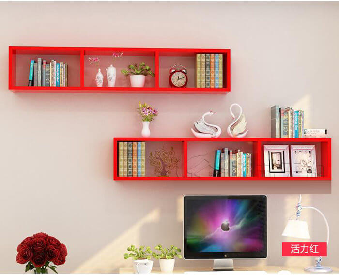 red-clolor-wall-mount-childrens-bookshelf