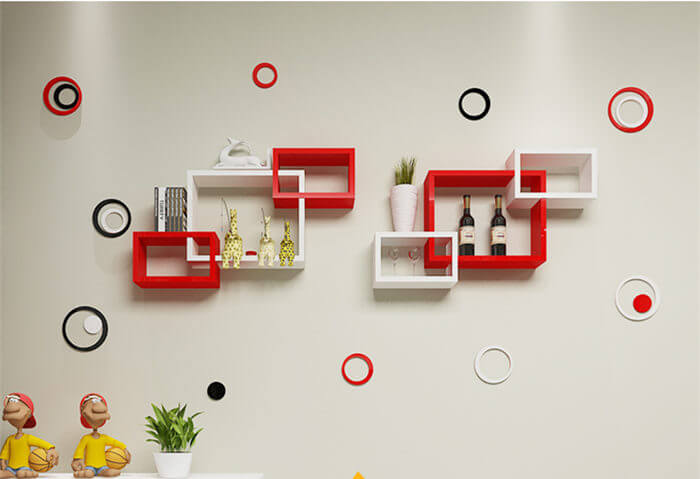 Interlocking Wooden Wall Cubes Shelf, Interlocking Cube Shelves