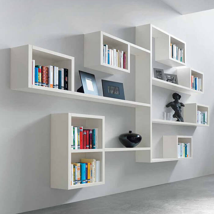 Perfect Multi Cubes Wall Hanging Book, White Wall Hanging Bookcase