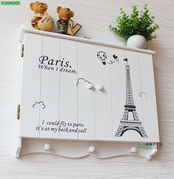 Famous Eiffel tower painting meter box hanging floating shelf MB019 to Esshelf