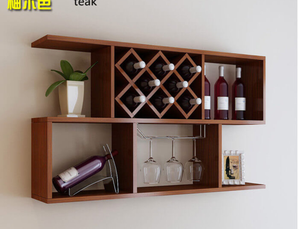 Modern Wine Bottle Shelf With Dividers Floating Wine Glass Shelf WS010 to Esshelf