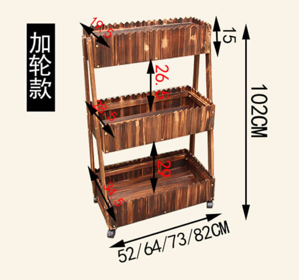 3 Tier country rustic folding wood planter box flower pot shelves raised plant stand