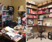 Before and After Clutter house with wall shelf