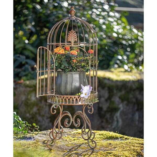 Vintage Style Metal Birdcage Hanging Birdhouse Garden Lawn Fence Decoration 